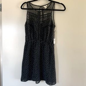 NWT Forever 21 | Black & White Polka Dot Semi-Sheer Back Keyhole Mini Dress, S